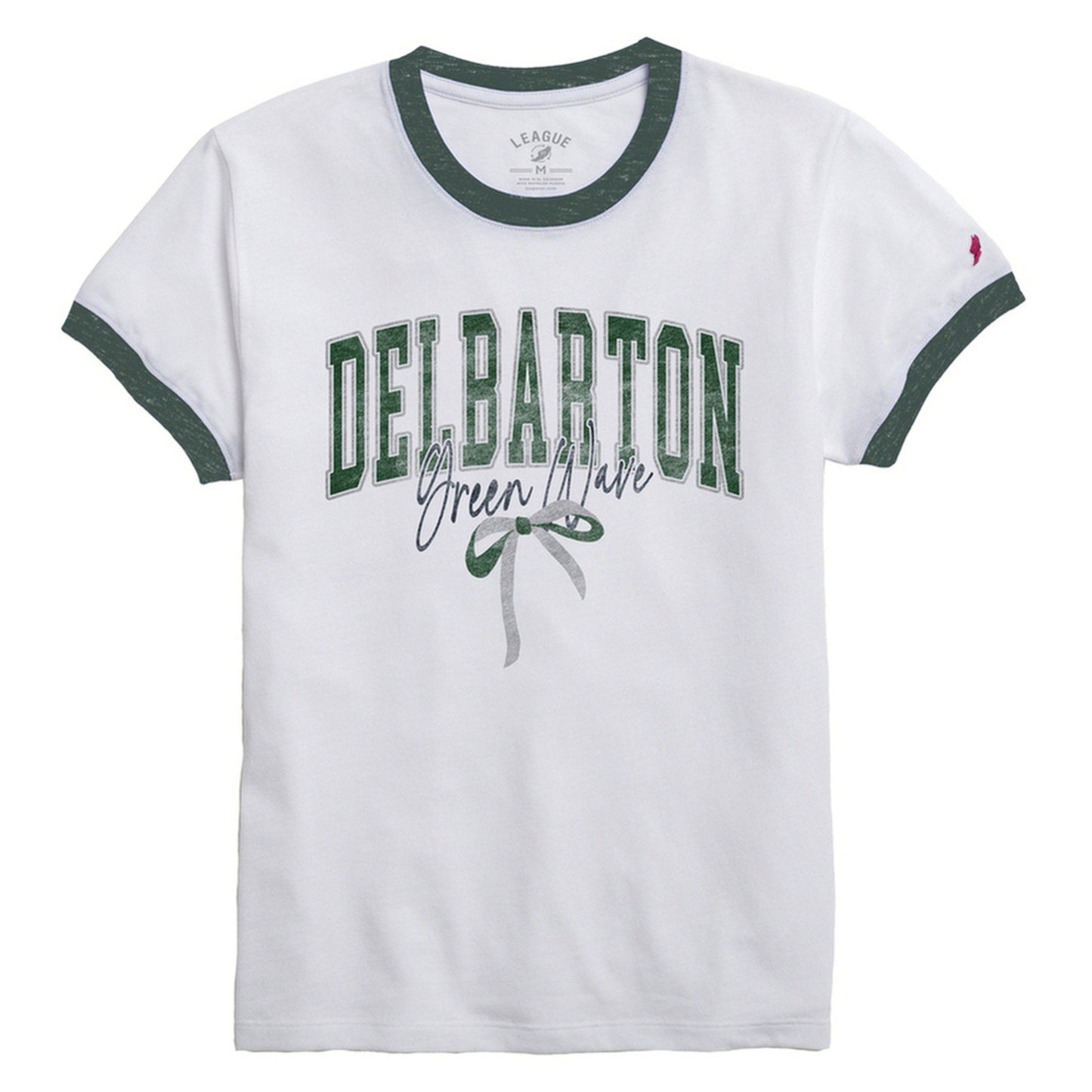 League LADIES Intramural Ringer Tee with Bow - White