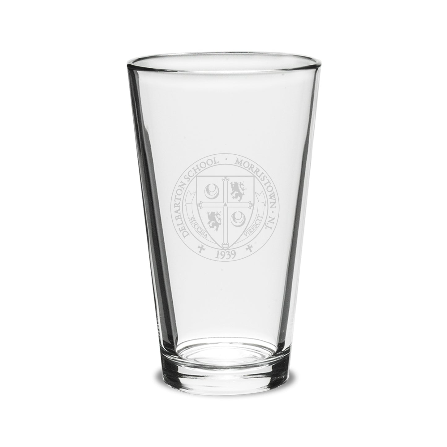 Glassware - Campus Crystal 16oz Pint Glass - Delbarton Seal