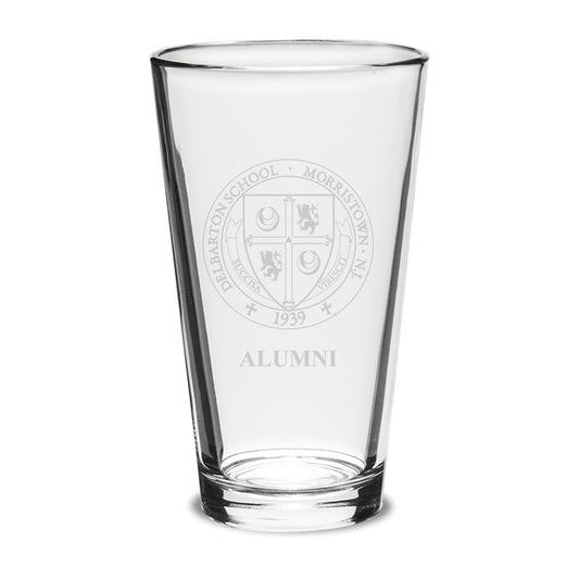 Glassware - Campus Crystal 16oz Pint Glass - Delbarton Seal "ALUMNI"