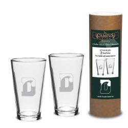Glassware - Campus Crystal 16oz Pub Glass (Set of 2) - DWave Logo