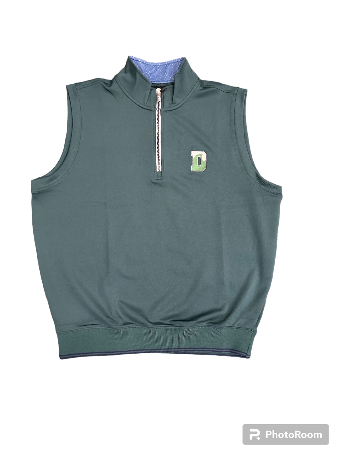 Fairway & Greene 1/4 Zip Vest - Neck Print Caves - Forest