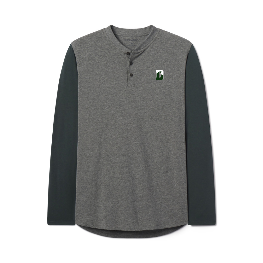 B. Draddy Hobbs Henley L/S Tee - Charcoal Heather/Rolling Rock Forest