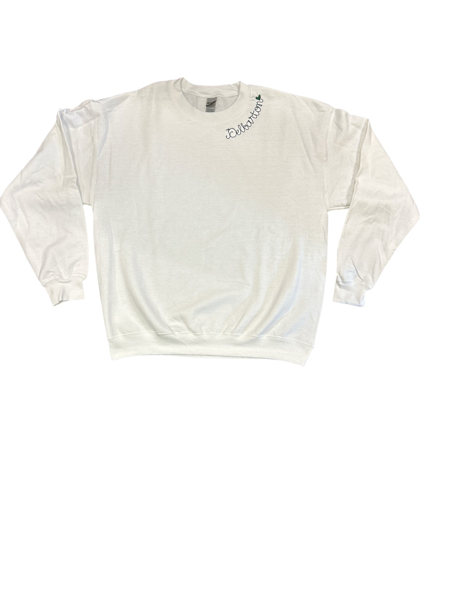 Gildan LADIES Script Delbarton Crew - White