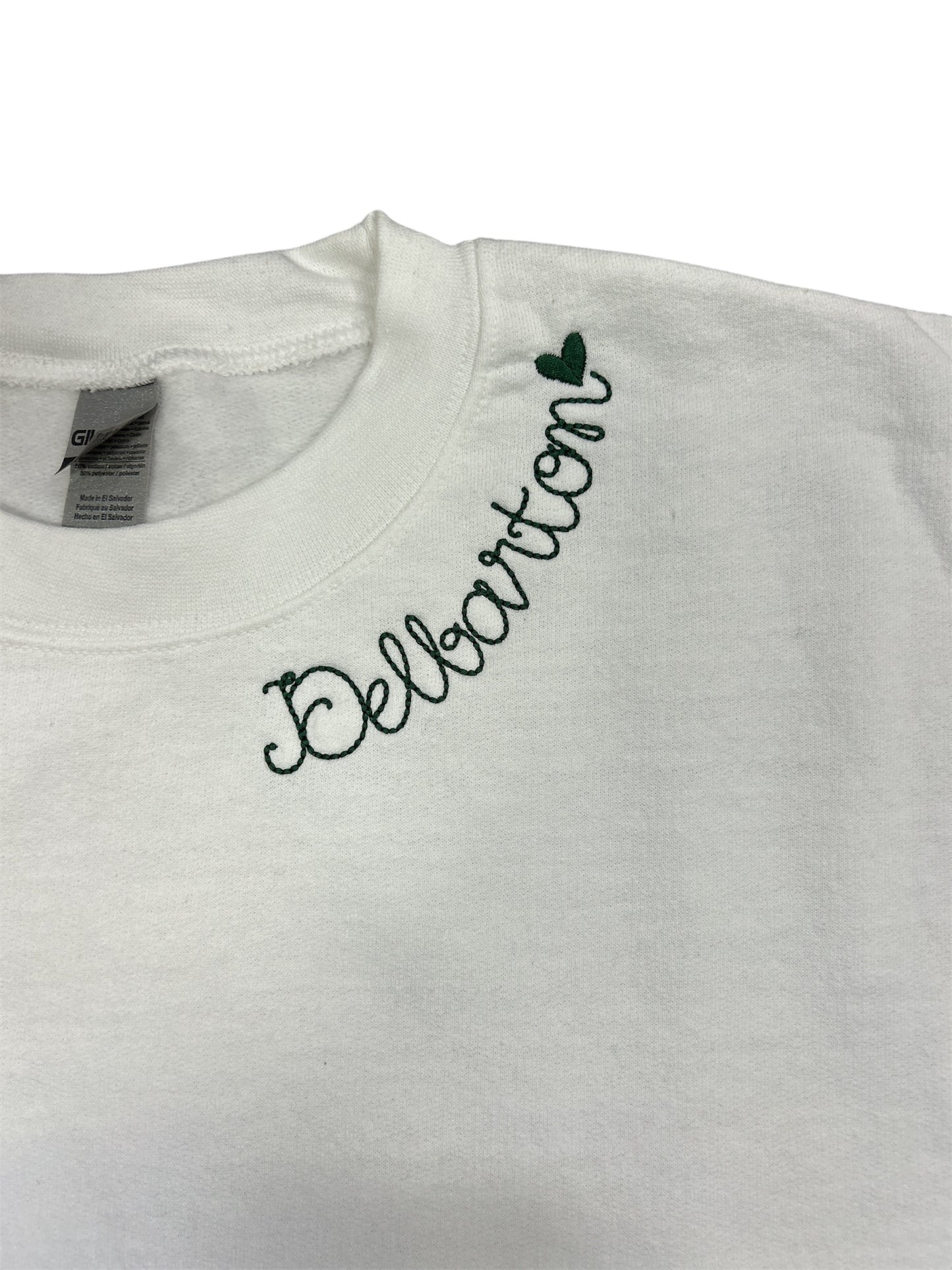 Gildan LADIES Script Delbarton Crew - White