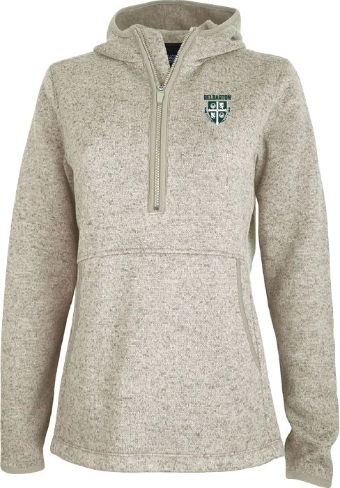 Charles River LADIES 1/4 Zip Hoodie-Oatmeal