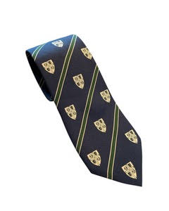Tie - Lazy Jack Tie Blue w/Green Stripe & Crest - Blue