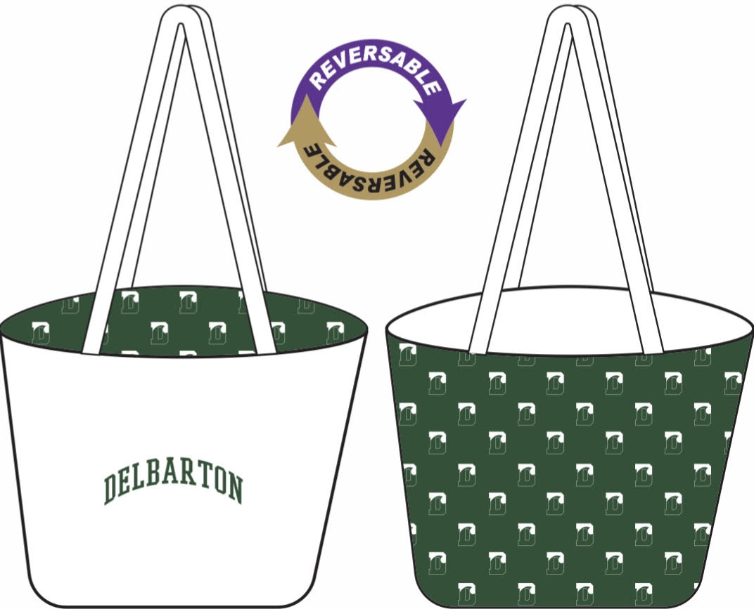 Bag - Delbarton Reversible Tote - White with Forest Green D Sublimation