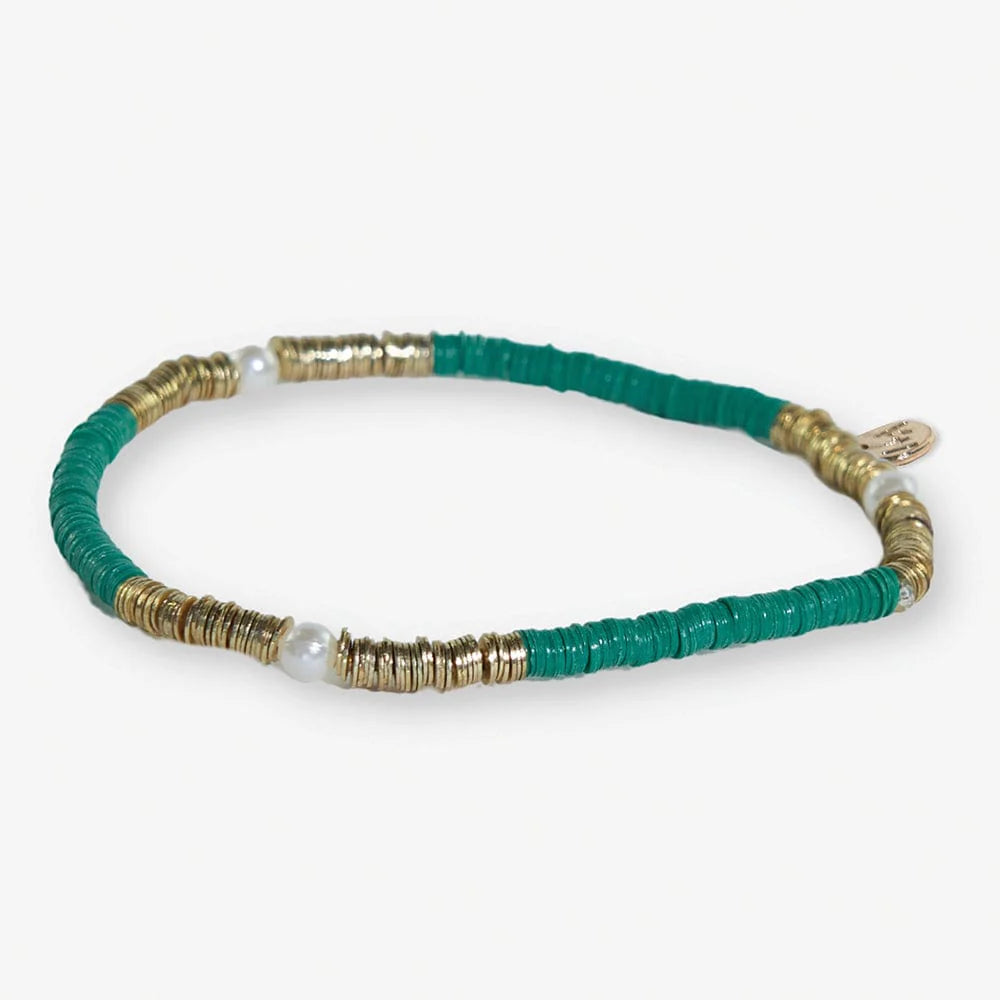 Bracelet - Ink+Alloy Rory Stretch Bracelet - Green/Gold