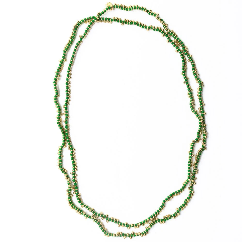 Necklace - Ink+Alloy Rosemary Thread Extra Long Necklace - Green & Brass
