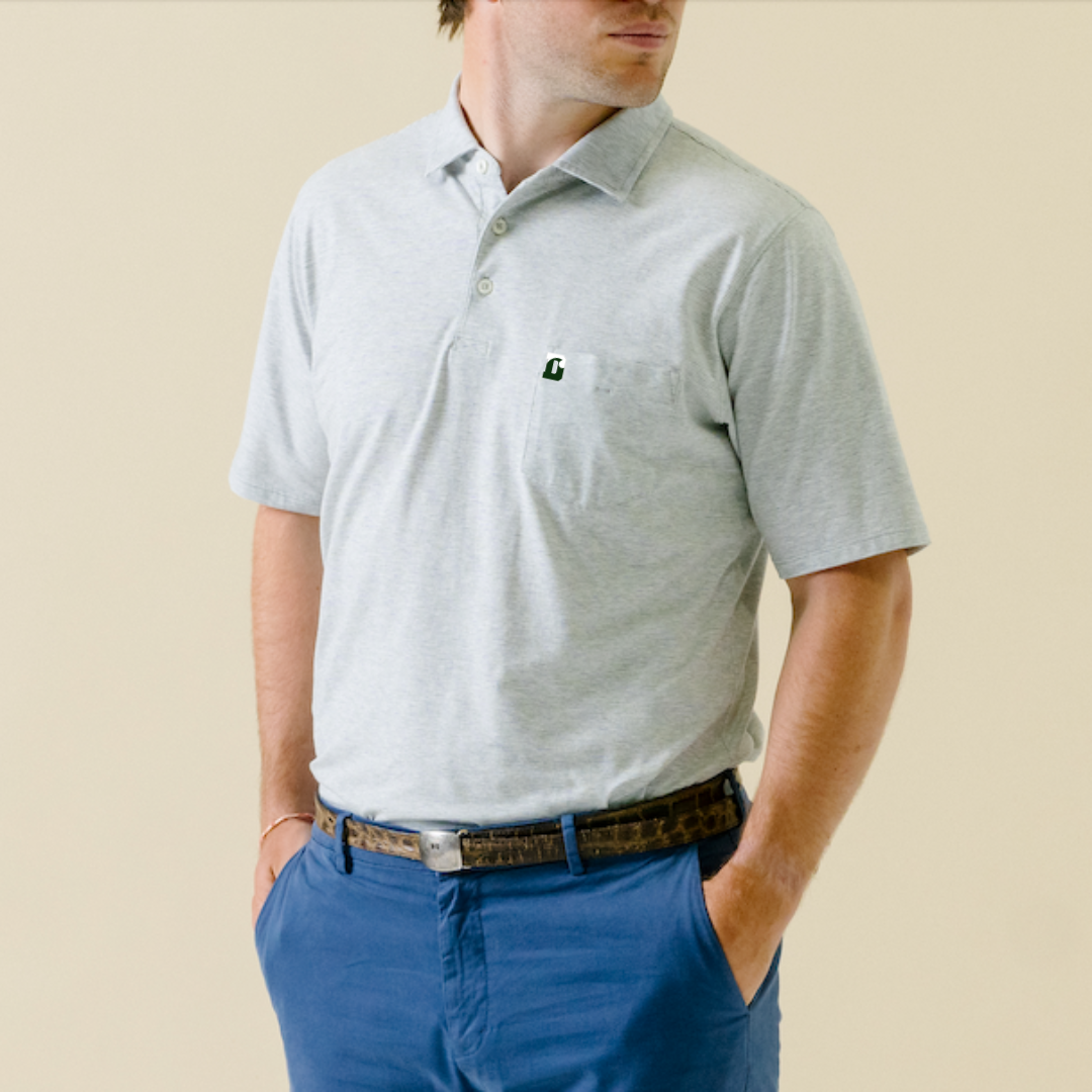 B. Draddy Vin Pocket Polo - Grey Heather