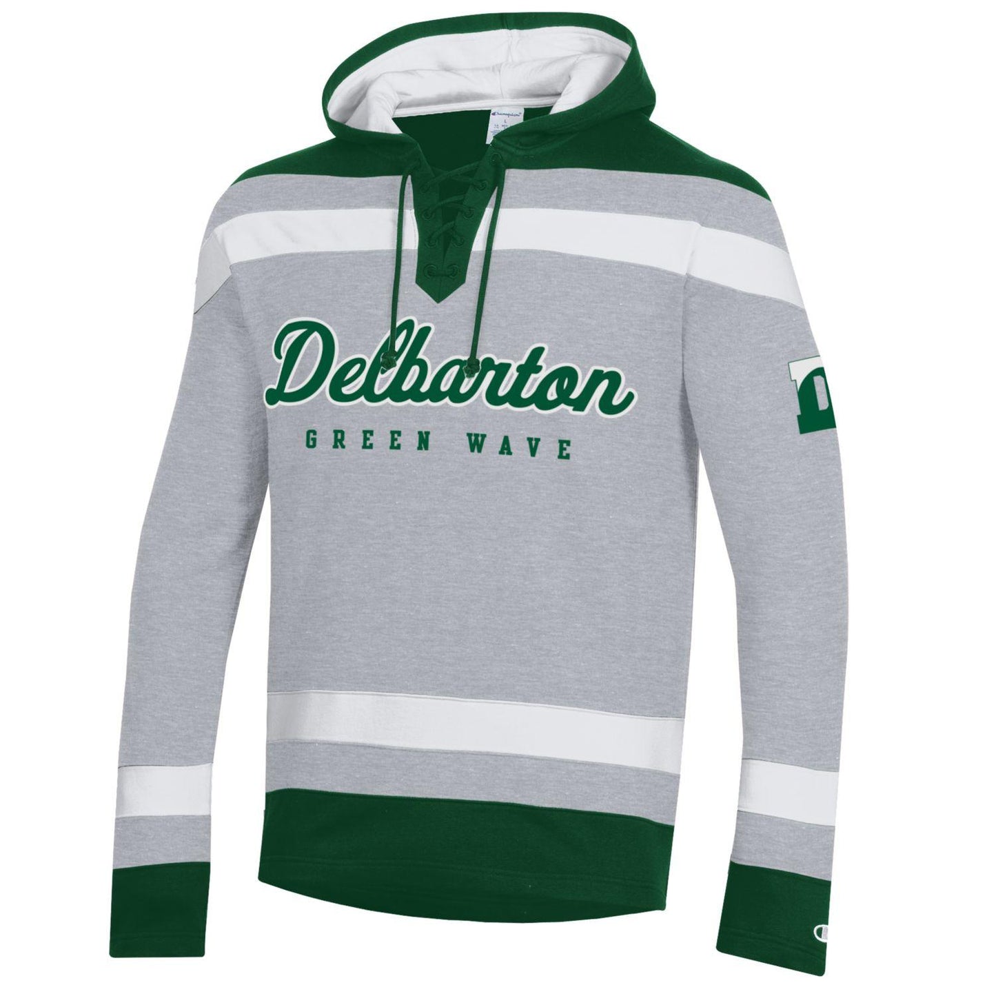 Champion Big Stripe Hockey Hoodie - Grey/Green/White