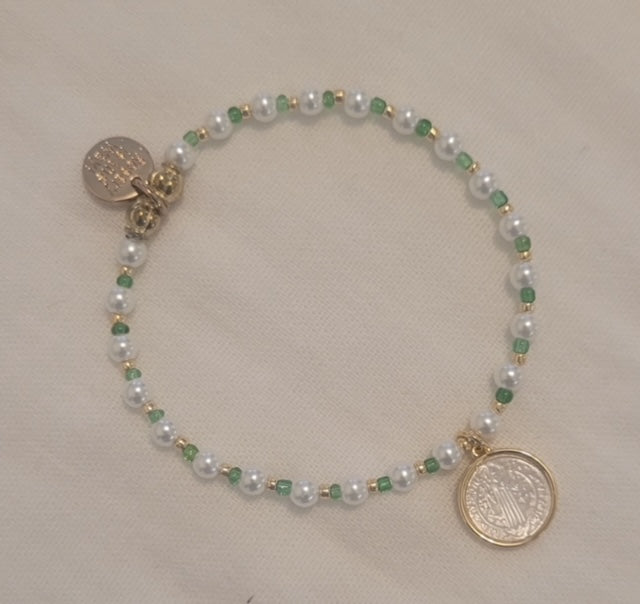 Bracelet - St.Benedict Bracelet - Pearl/Green/Gold