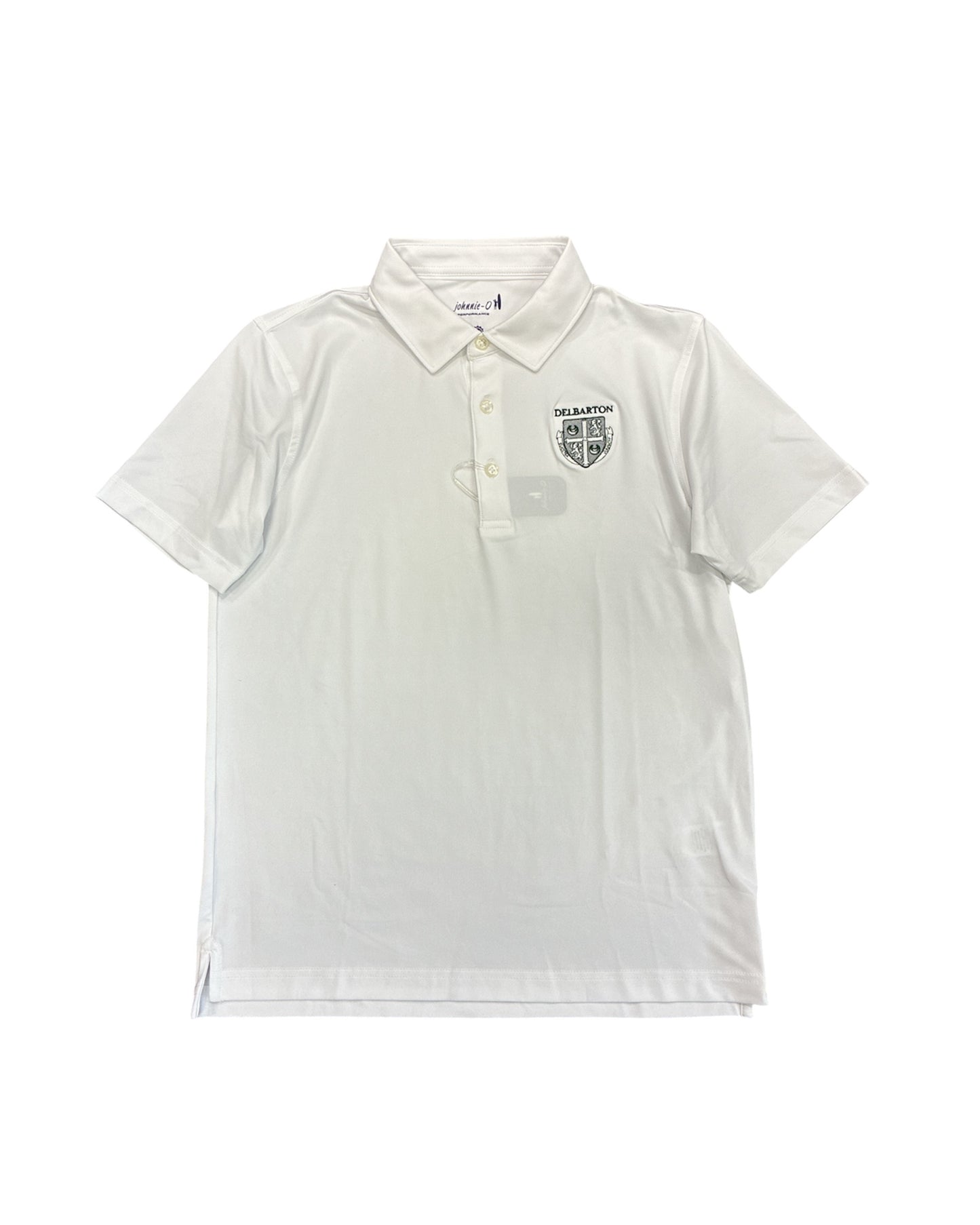 Johnnie-O YOUTH Birdie Polo with Delbarton Crest in Silver - White