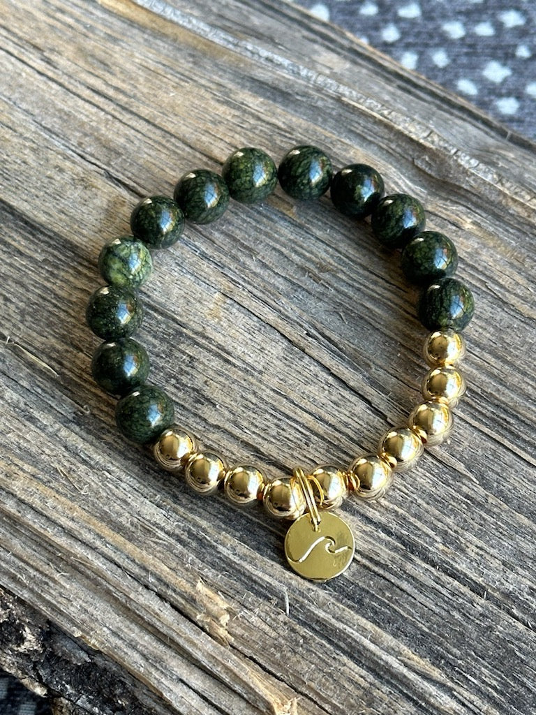 Good Karma Bracelet W/Wave-Green and Gold