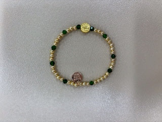 Bracelet - The Rosary Is The Way Bead Bracelet - Gold/Green