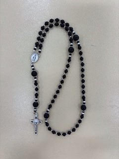 Rosary - The Rosary Is The Way Beads - Black with Silver