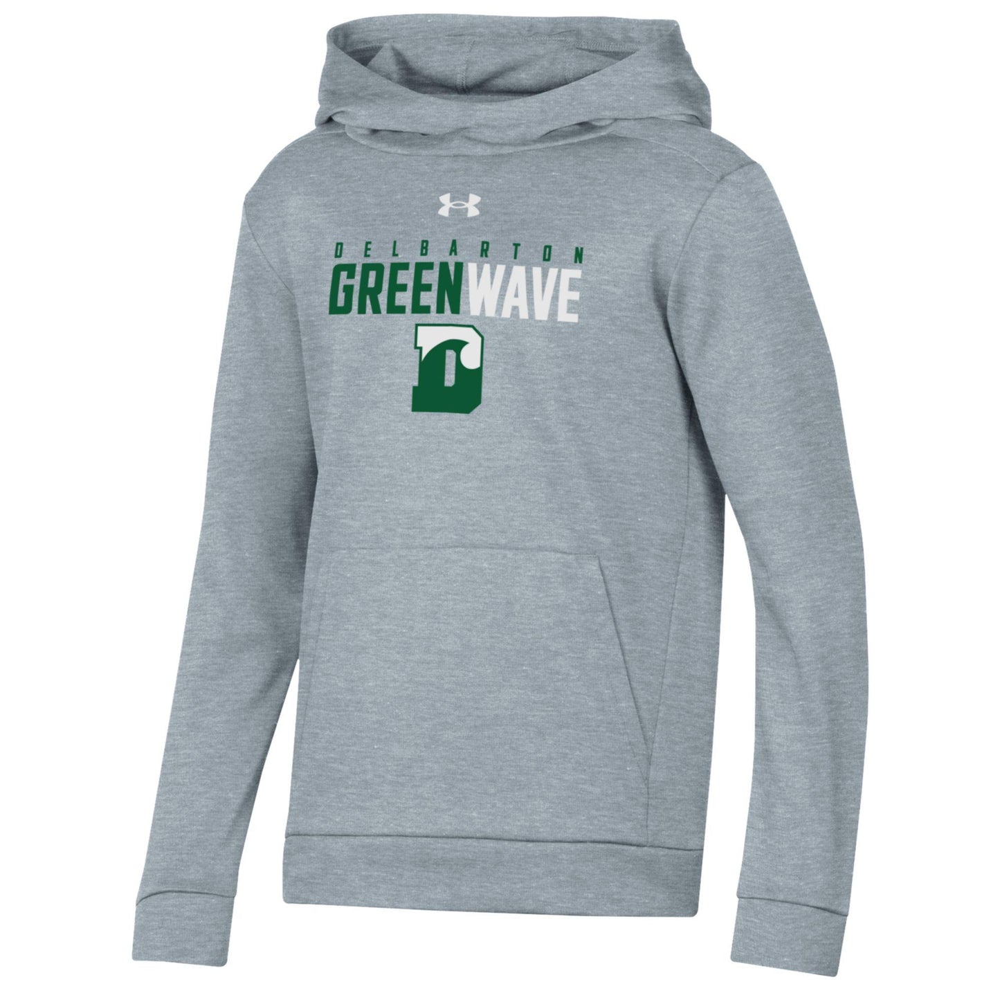 UA YOUTH Armour Fleece Hood Green Wave - True Grey Heather