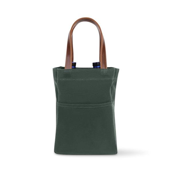 Wine Tote - Hunter Green / Whiskey Brown