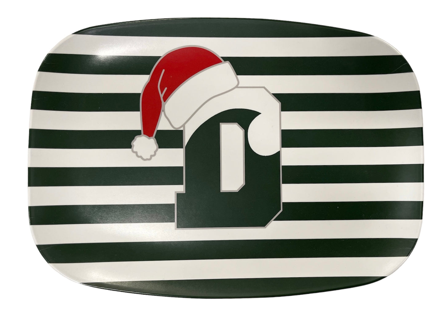 Platter - Delbarton Santa Hat Game Day - Green and White Stripe