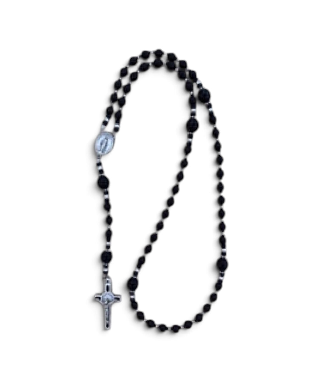 Rosary - The Rosary Is The Way Beads - Black with Silver