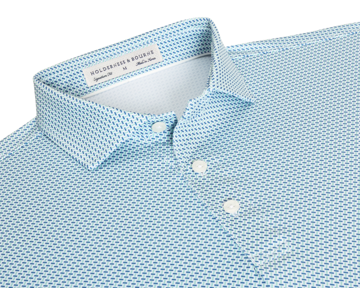 Holderness &amp; Bourne Norman Polo - Cascade Green &amp; Pacific Blue