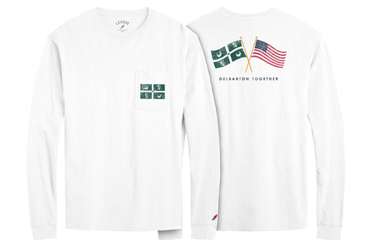 League Pocket L/S Tee Flags - White