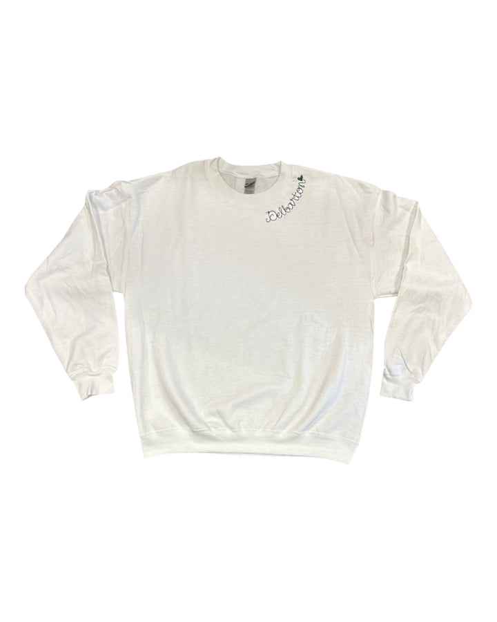 Gildan LADIES Script Delbarton Crew - White