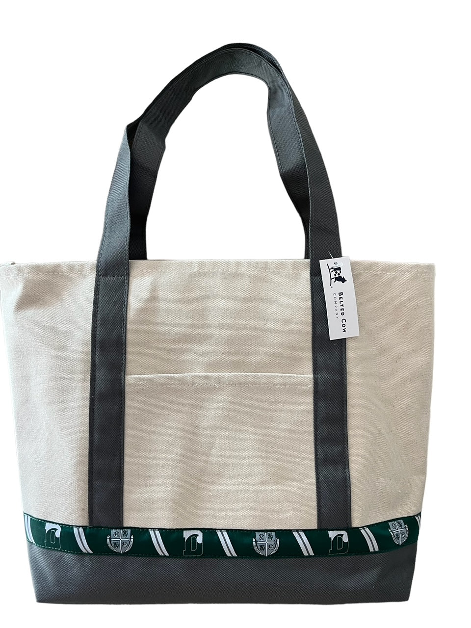 Tote - Belted Cow Main Tote with Crest and Dwave Ribbon