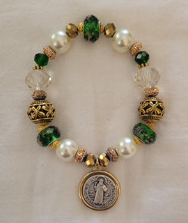 Bracelet -Faith with Fashion -Gold, Green and Pearl