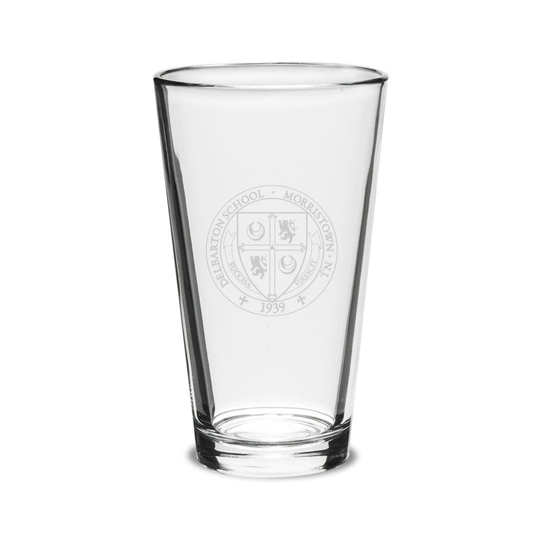 Glassware - Campus Crystal 16oz Pint Glass - Delbarton Seal