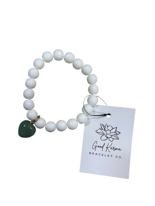 Bracelet - Good Karma Heart - White