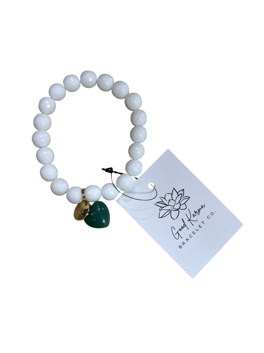 Bracelet - Good Karma Heart Wave - White