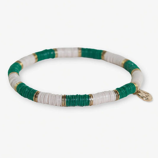 Bracelet- INK+ALLOY Grace Two-Color Stretch Bracelet- Green/White