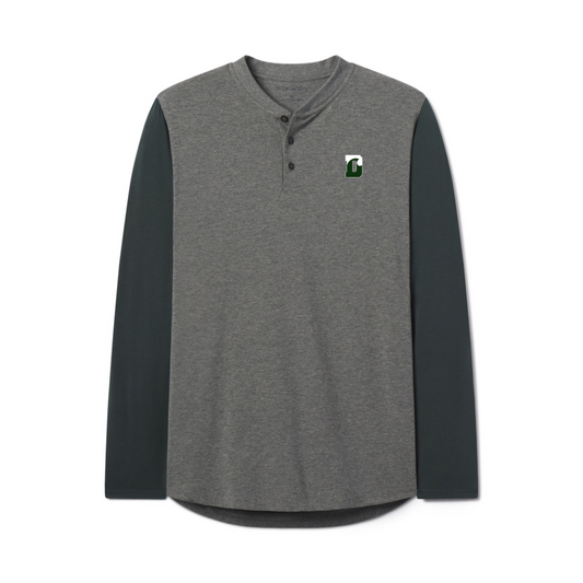 B. Draddy Hobbs Henley L/S Tee - Charcoal Heather/Rolling Rock Forest