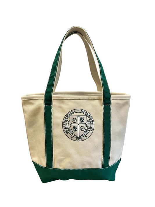 Tote - Lands End Medium Delbarton Tote - Natural/Dk. Green