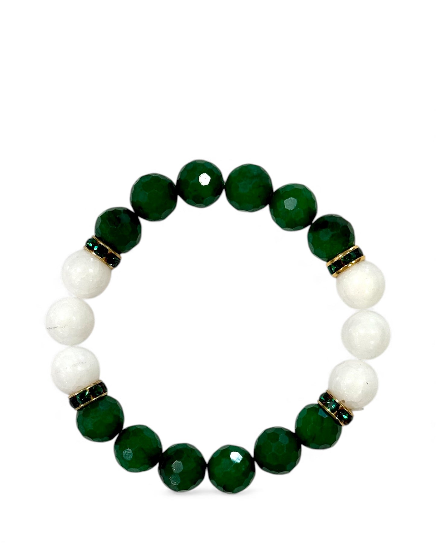 Bracelet - Brynn Hudson Green Lucite with White Bead Accent - Green/White