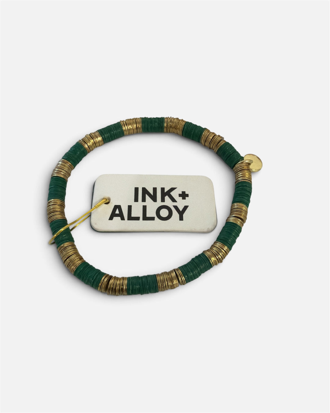 Bracelet - Ink + Alloy Color Block Bracelet - Green &amp; Gold