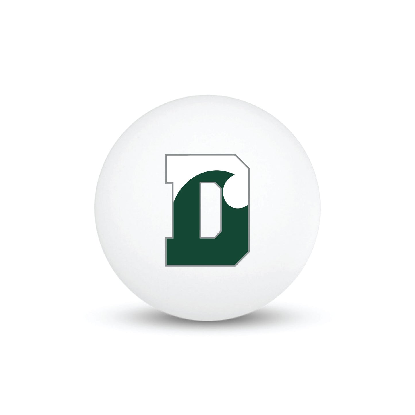 Ping Pong Balls with D logo-  White w/green D