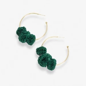 Earrings- INK+ALLOY Rita Raffia Pom Earrings- Green