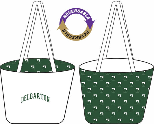 Tote - Delbarton Reversible - White with Forest Green D Sublimation