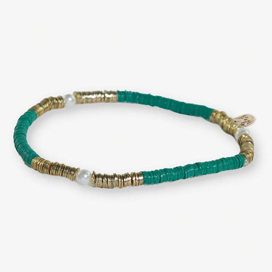 Bracelet - Ink+Alloy Rory Stretch Bracelet - Green/Gold