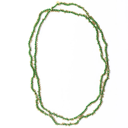 Necklace - Ink+Alloy Rosemary Thread Extra Long Necklace - Green & Brass