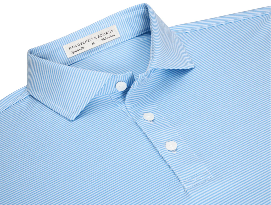 Holderness &amp; Bourne YOUTH Perkins Polo - Vista Blue &amp; White