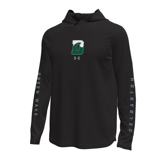UA Men's Tech Stretch L/S Tee w/Hood - Black