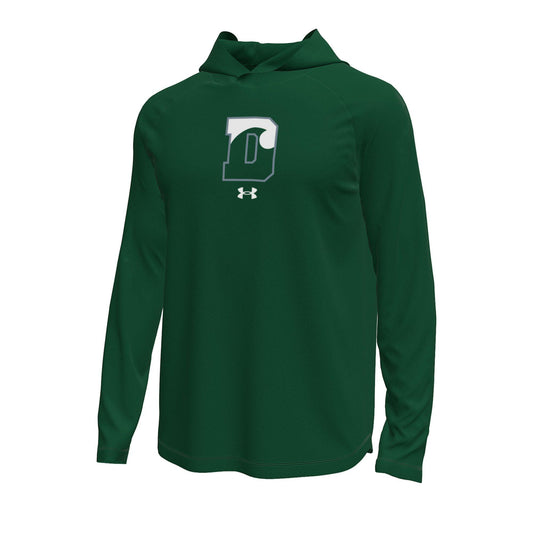 UA Men's Tech Stretch L/S Tee w/Hood - Forest Green