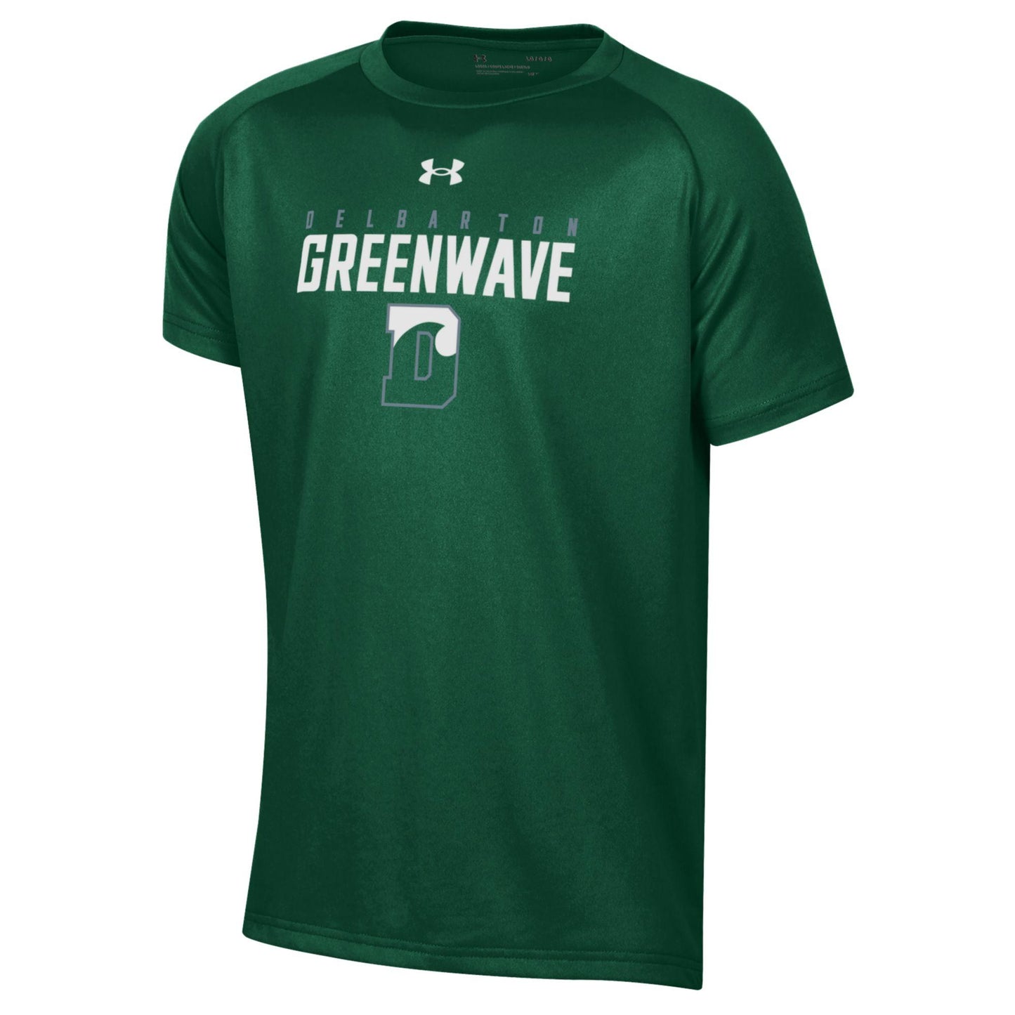 UA YOUTH Tech SS Tee Center Chest Delbarton Green Wave DWave - Green