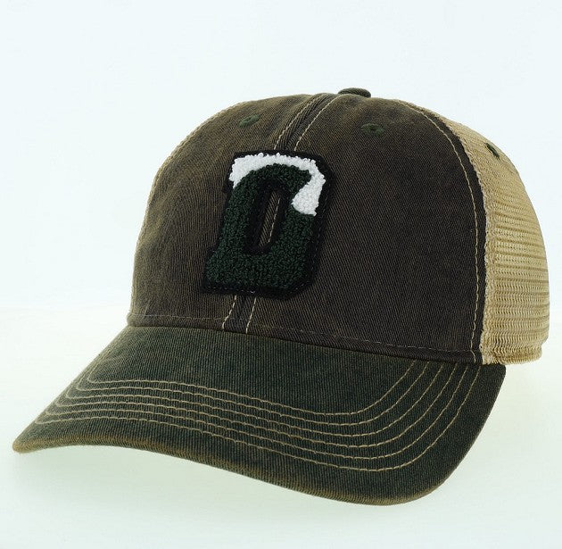 Hat - League Trucker -Chenille D - Black/Green