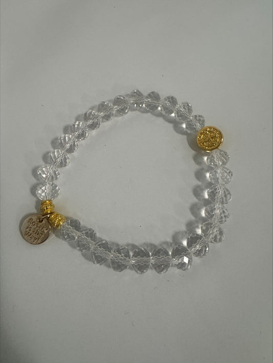 Bracelet - The Rosary Is The Way St. Benedict Crystal Bracelet - Clear
