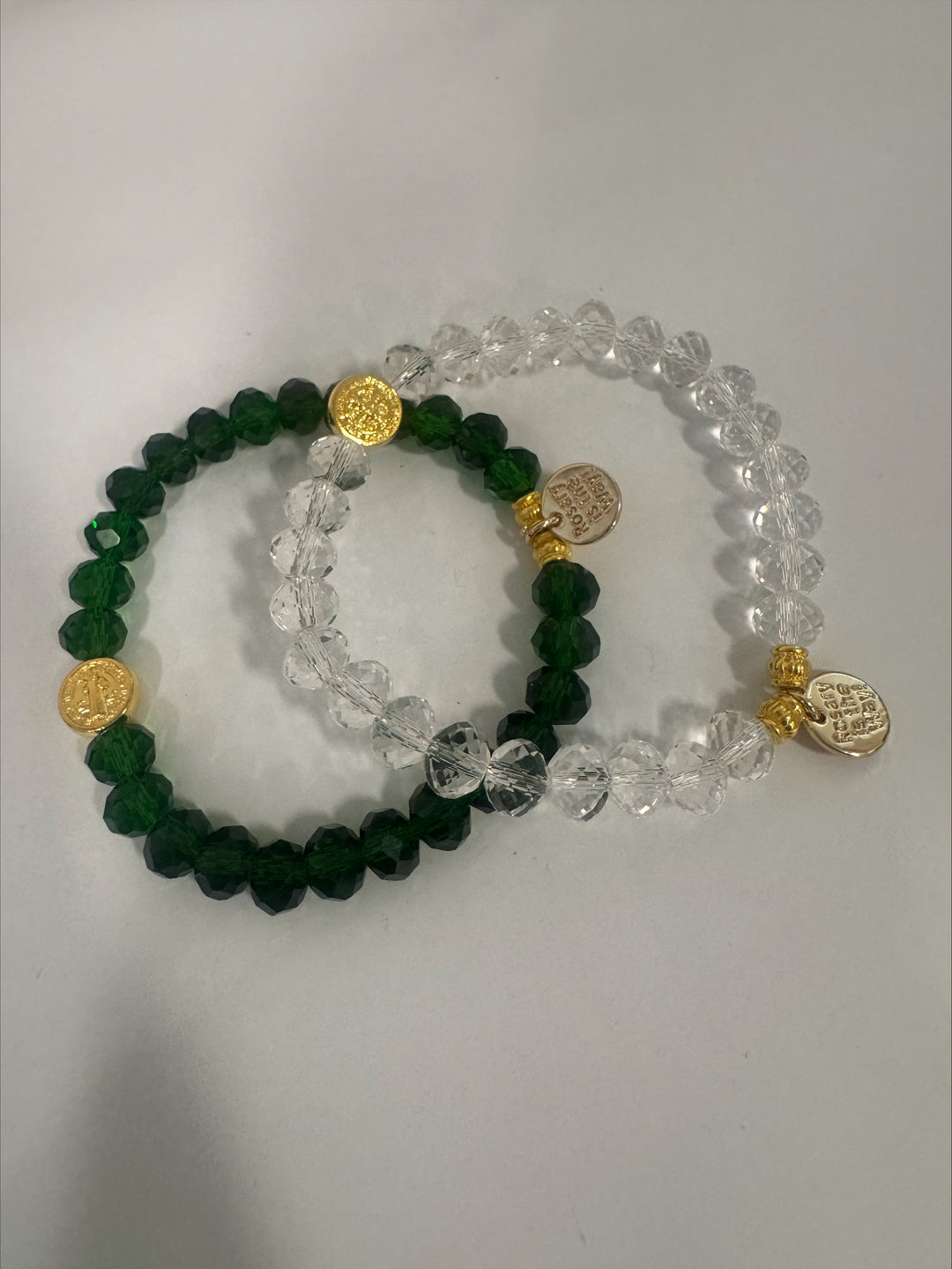 Bracelet - The Rosary Is The Way St. Benedict Crystal Bracelet - Clear