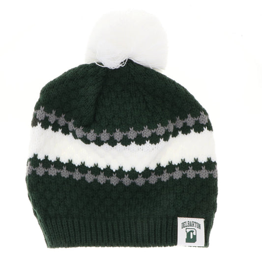 Hat -League Winter Knit Ripple Beanie with Pom